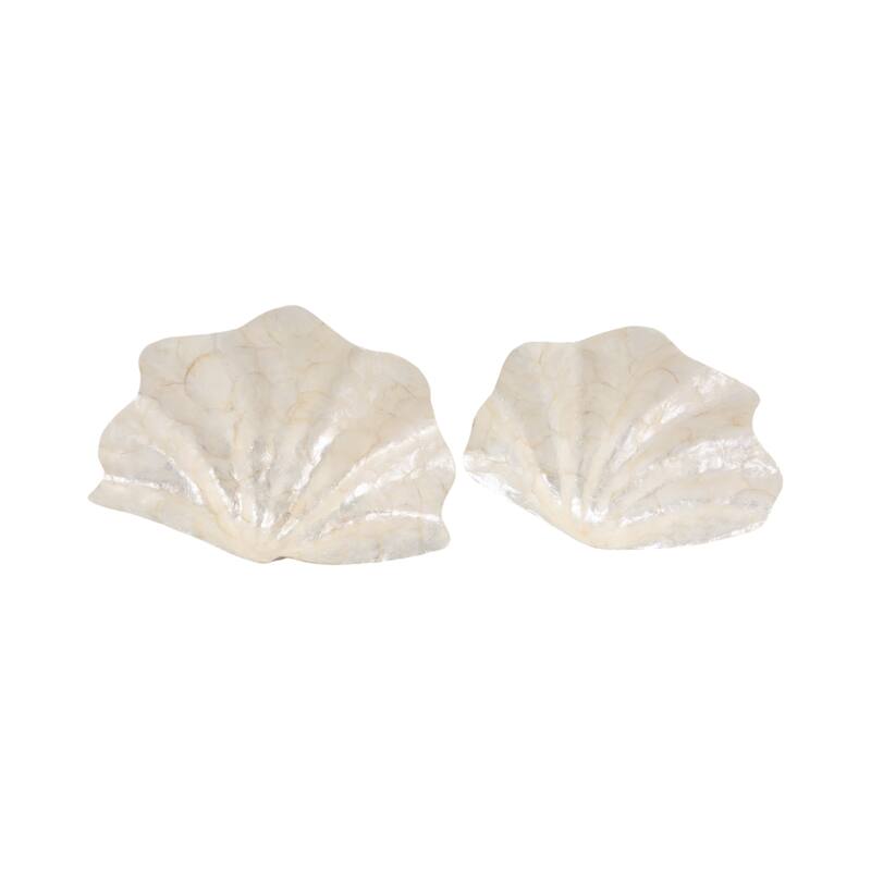 Capiz Decorative Bowls Coastal Shell Design (Set of 2) - 6" Ivory - 20" x 14" x 7"
