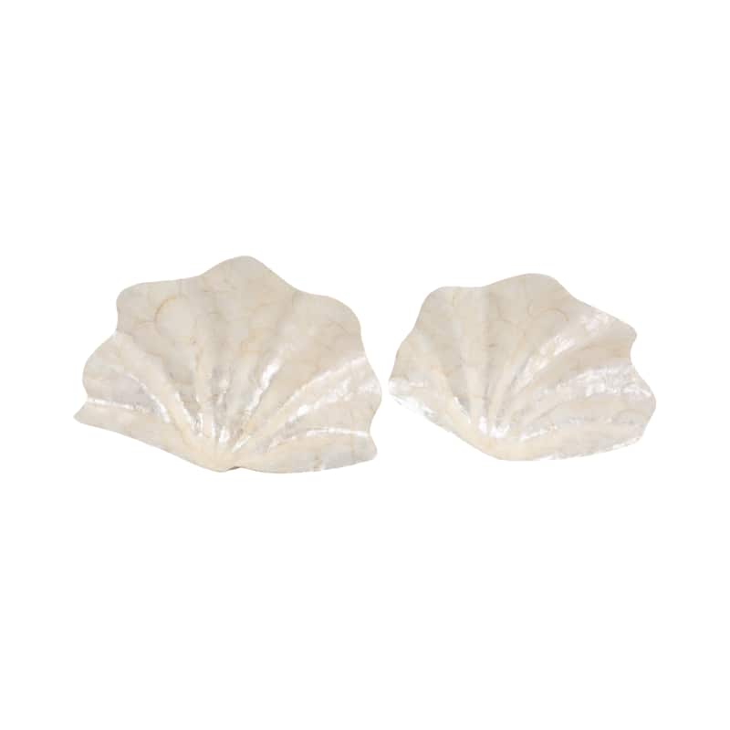 Shell-Inspired Decorative Bowl with Wavy Edge - Set of 2 - 20" Ivory - 20.0"