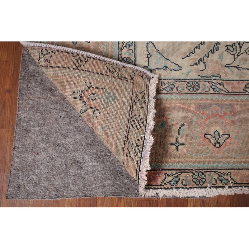 Pink Tabriz Vintage Persian Area Rug Handmade Wool Carpet - 6'9" x 9'3"