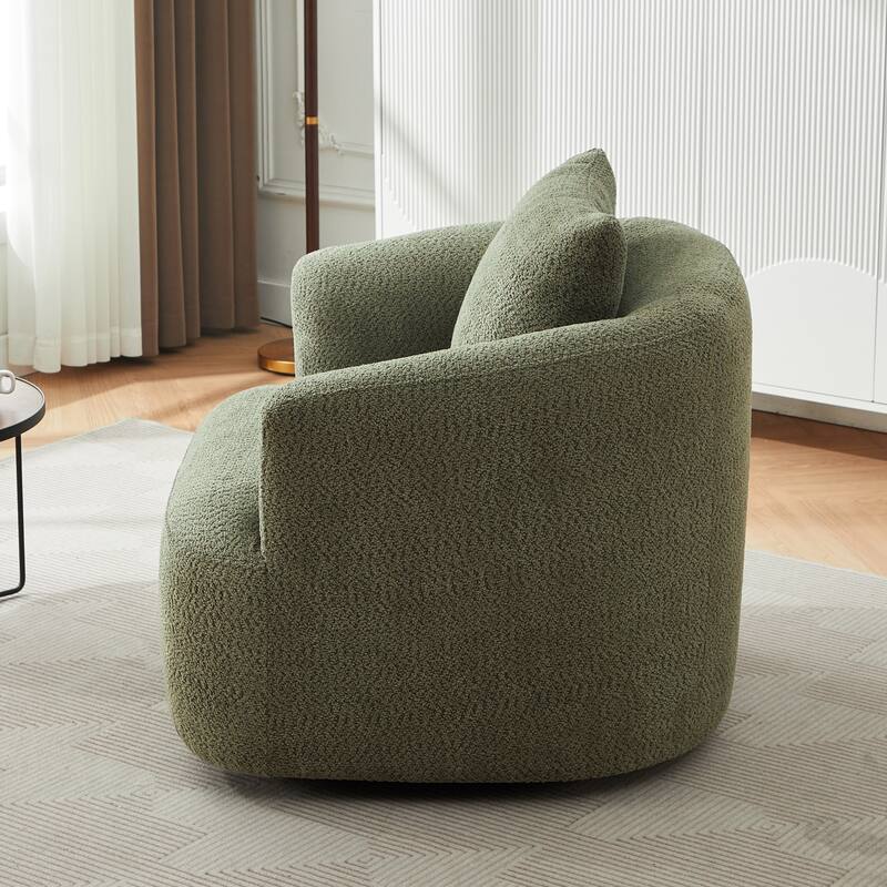 Swivel Chair with Throw Pillow & Spring Seat