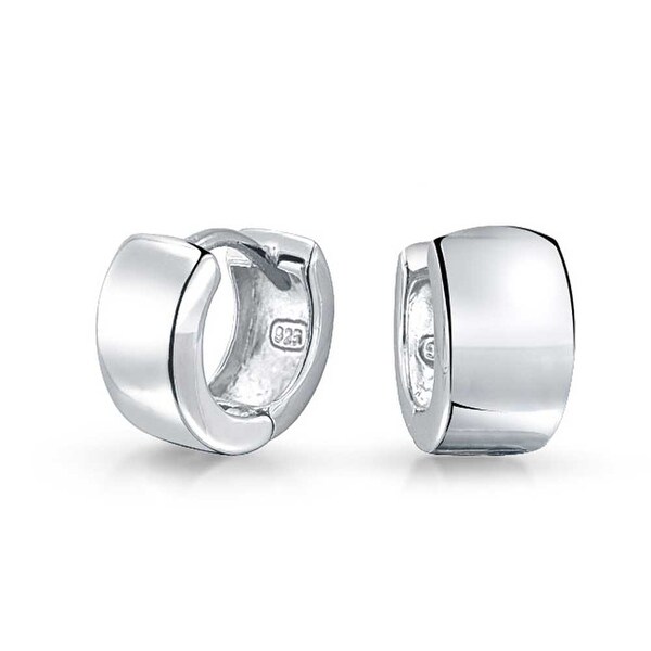 Bling Jewelry Modern Wide 925 Sterling Silver Small Hoop Bling Jewelry Modern Wide 925 Sterling Silver Small Hoop Earrings
