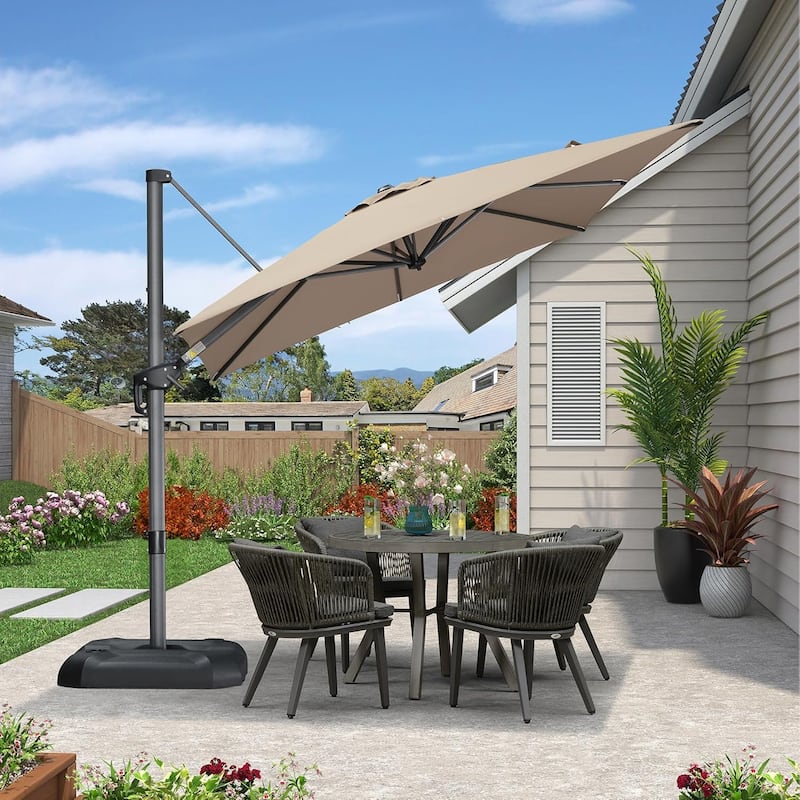 PURPLE LEAF 8 ft Square 360 Degree Rotation Patio Cantilever Umbrella