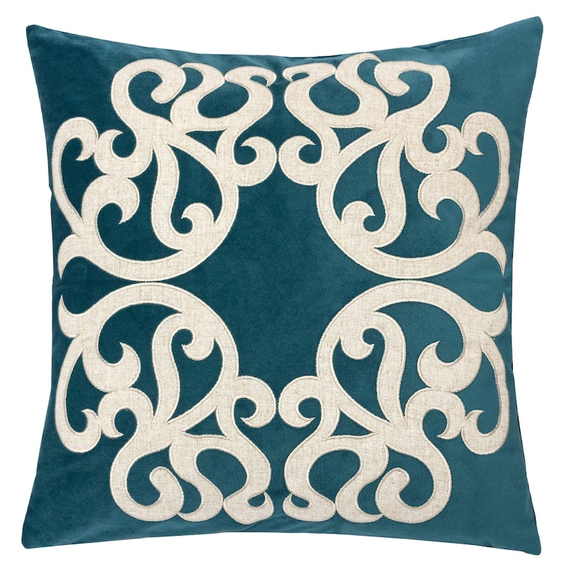 Vintage Vine Throw Pillow Set of 2, 20"x20" Polyester Velvet Cushion Covers with Hidden Zipper - Green+Dark Green