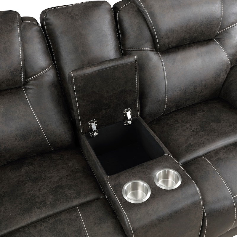 Flannery Polished Microfiber Manual Double Reclining Loveseat