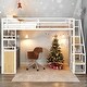 preview thumbnail 1 of 18, Creative Structure Full Size Heavy-Duty Metal Loft Bed Frame White+Natural