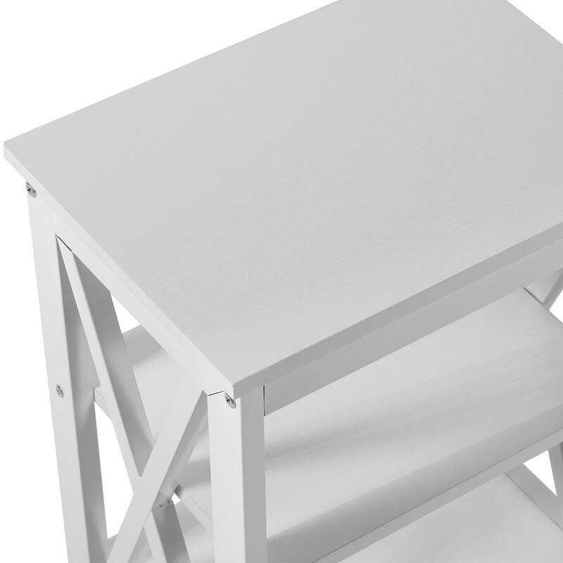 Javlergo Modern 3-Tier Nightstand X-Shape Metal Frame with MDF Open Shelves Easy Assembly for Bedroom Living Room