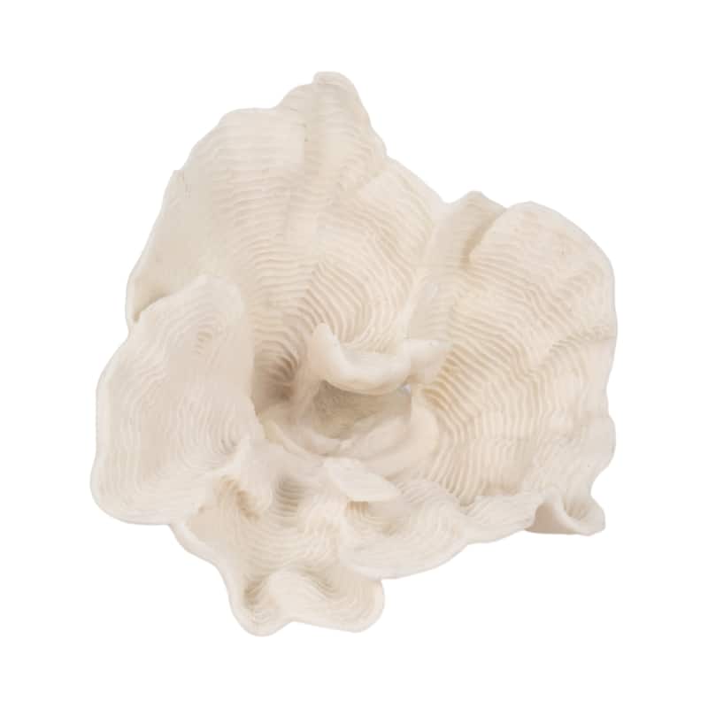 Resin Coastal Coral-Inspired Sculpture Textured Detail - 12" Ivory - 11" x 11" x 12"