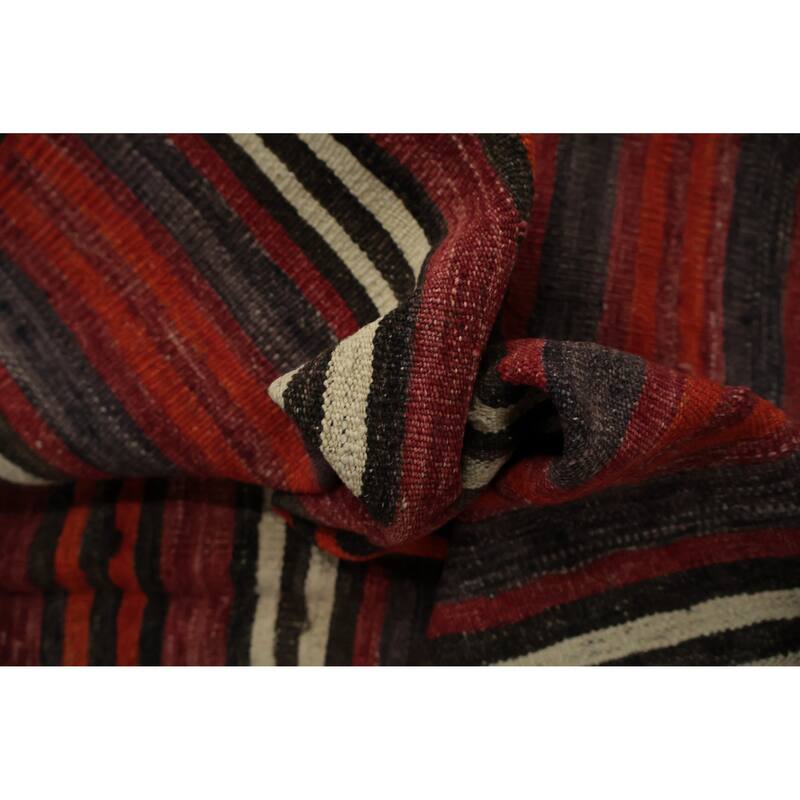 Hand Woven Oriental 100% Wool Carpet Southwestern Geometric Red Kilim Area Rug - 10' 2'' X 5' 0''