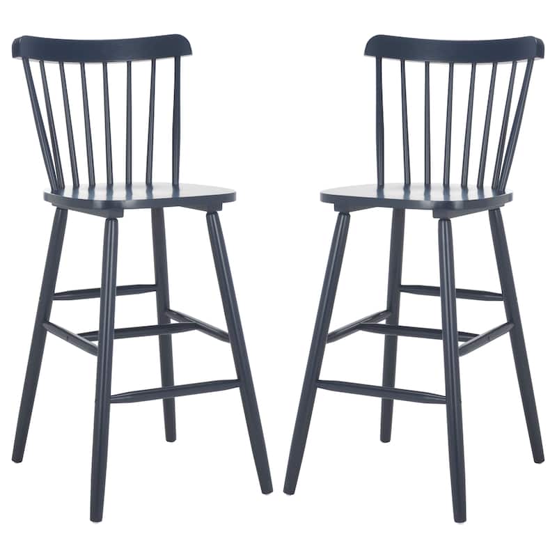 SAFAVIEH Aida 30-inch Spindle Farmhouse Bar Stool (Set of 2) - 19.9" x 19.8" x 38" - 20"W x 20"D x 43"H - Grey.