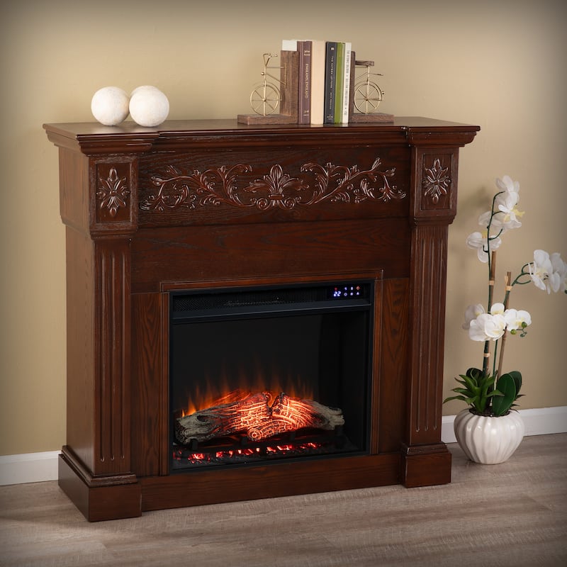 SEI Furniture Ortiz Espresso Electric Fireplace - N/A