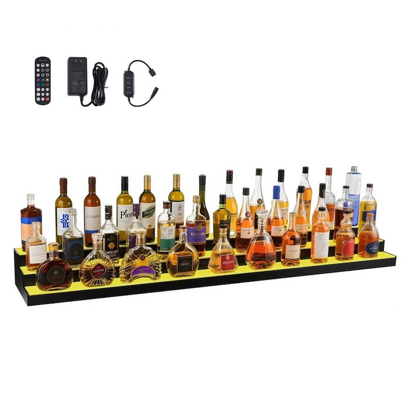 Acrylic 3-Tier LED Lighted Liquor Wine Shelf with Remote