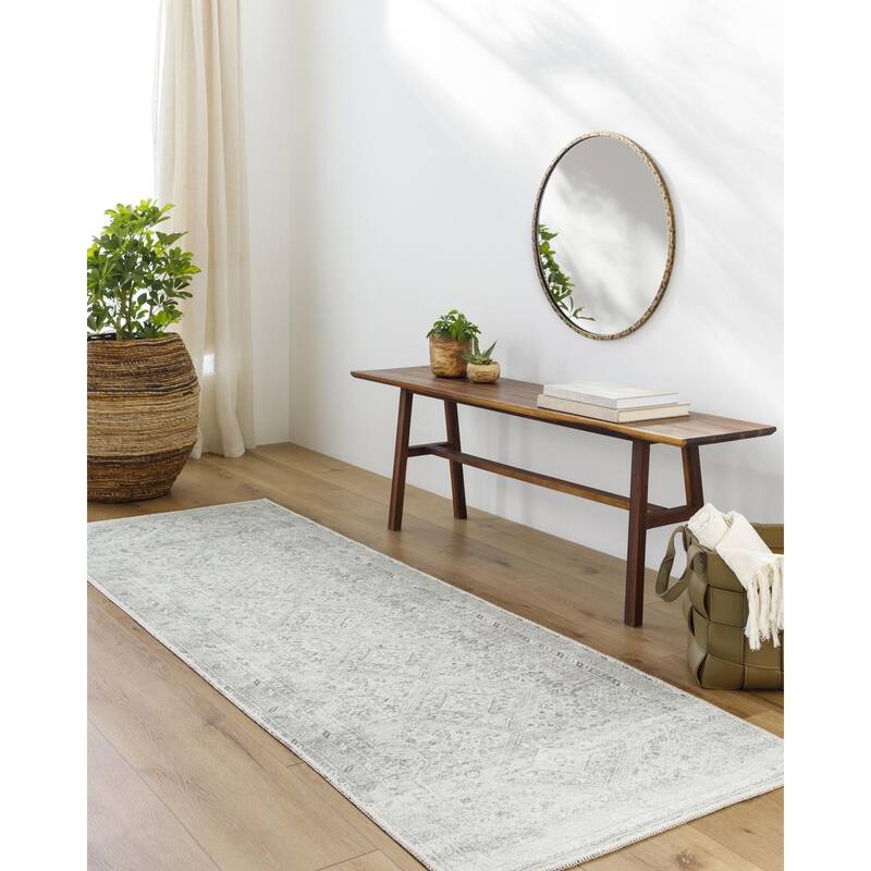 Livabliss Traditional Amelie Medallion Washable Area Rug - 2' x 2'11" - Beige/Sage