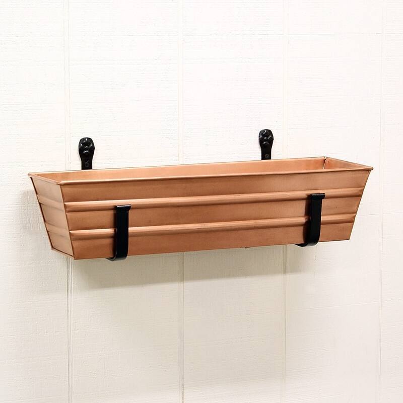 Achla Designs Pair of Wall Mounted Flower Box Brackets, 6 Inch Wide, Black Powder Coat Finish