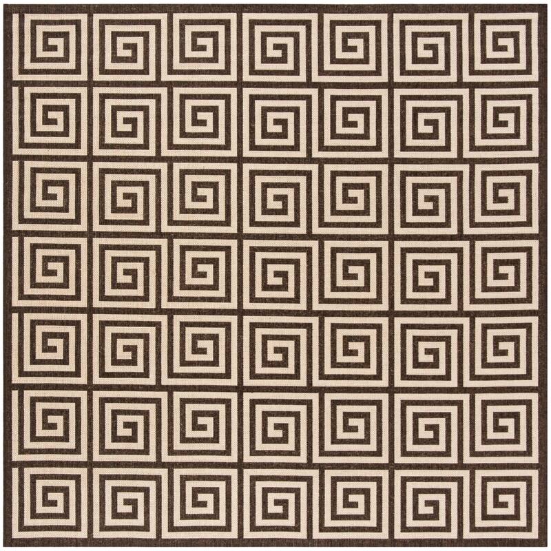 SAFAVIEH Linden Cathy Indoor/ Outdoor Waterproof Patio Backyard Rug - 6'7" Square - Natural/Brown