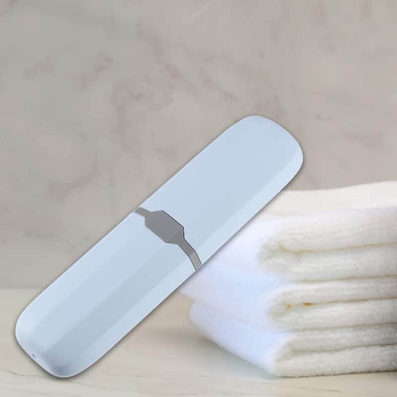 Toothbrush Case, Traveling Toothbrush Holders Case, Plastic, Clear, 7.87"x2.17" - Blue