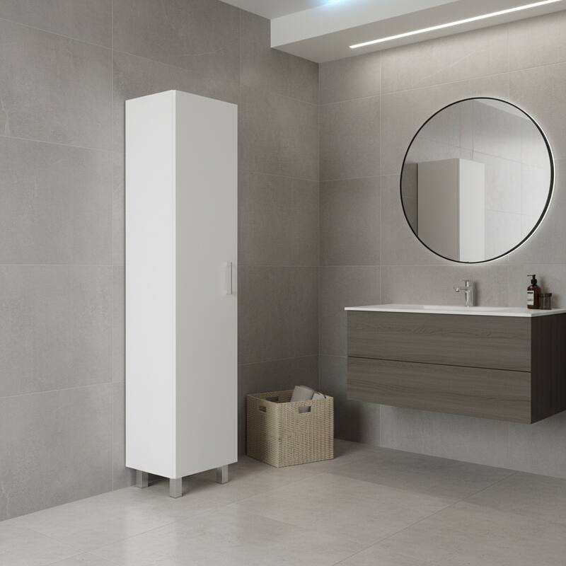 HomeRoots 16" White Accent Cabinet With Four Shelves - 15.70 in. x 70.90 in. x 12.30 in.