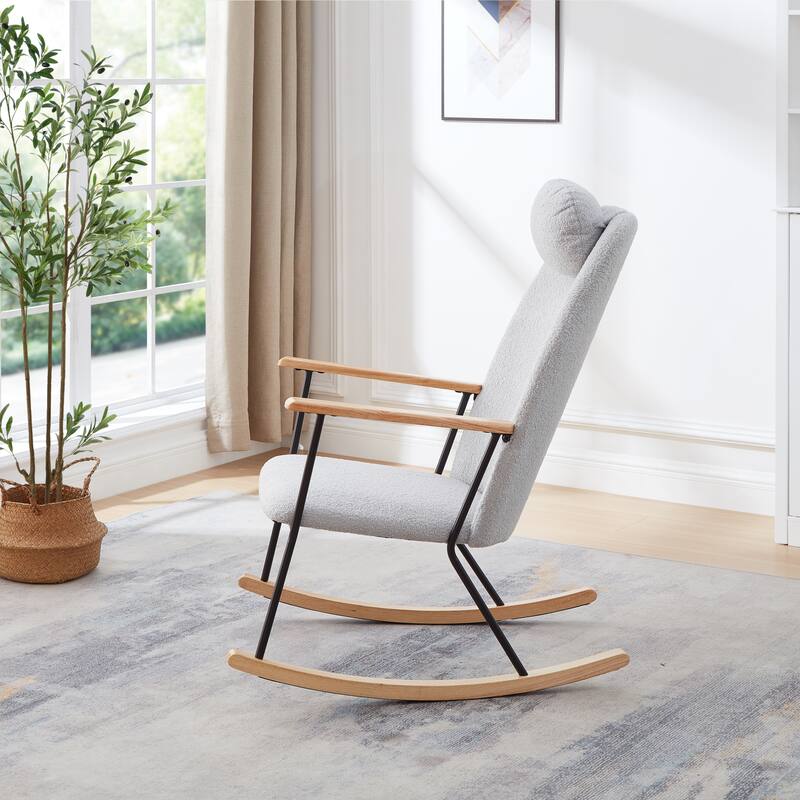 Accent Rocking Chair with Adjustable Headrest Pillow