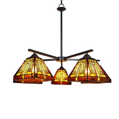 Tiffany-Style Mission Design 5-light Blackish Bronze Chandelier