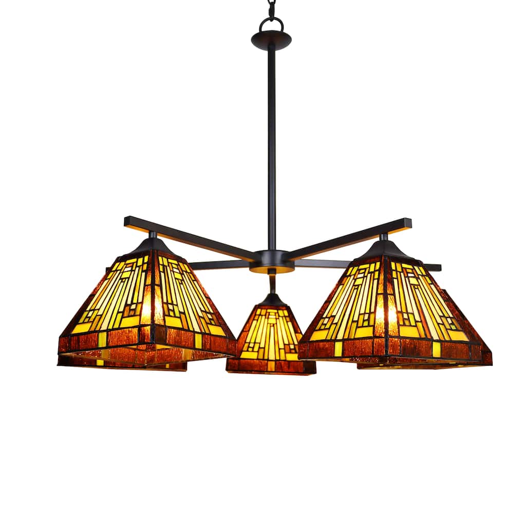 Tiffany-Style Mission Design 5-light Blackish Bronze Chandelier