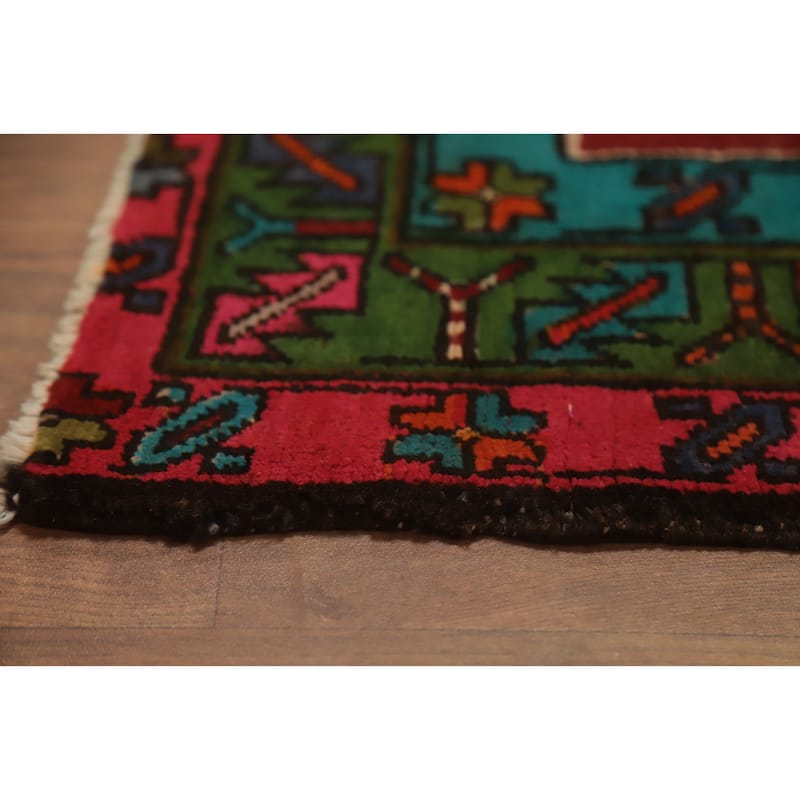 Hand Knotted Oriental 100% Wool Carpet Traditional Geometric Oranges & Rust Ardebil Runner Rug - 10' 2'' X 3' 9''