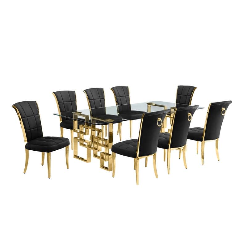 Best Quality Furniture D223/4-SC320-7 Dining Set with 95" 15mm Glass