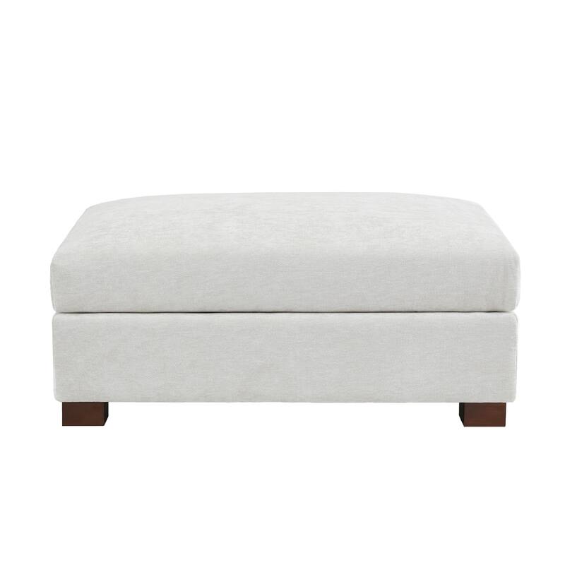 2 Set Modern 41" W Rectangle Chenille Ottoman