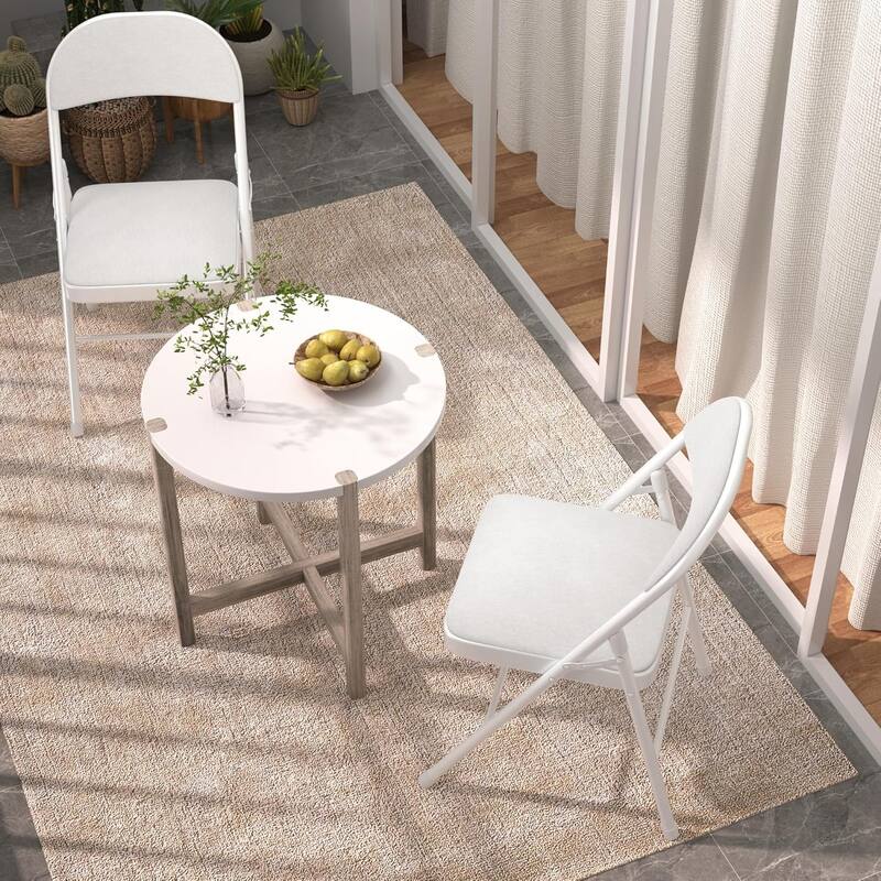 4 Pack Metal Folding Chairs with Padded Cushion and Back, Stackable Fabric Dining Chair Set, Upholstered Commercial Seat
