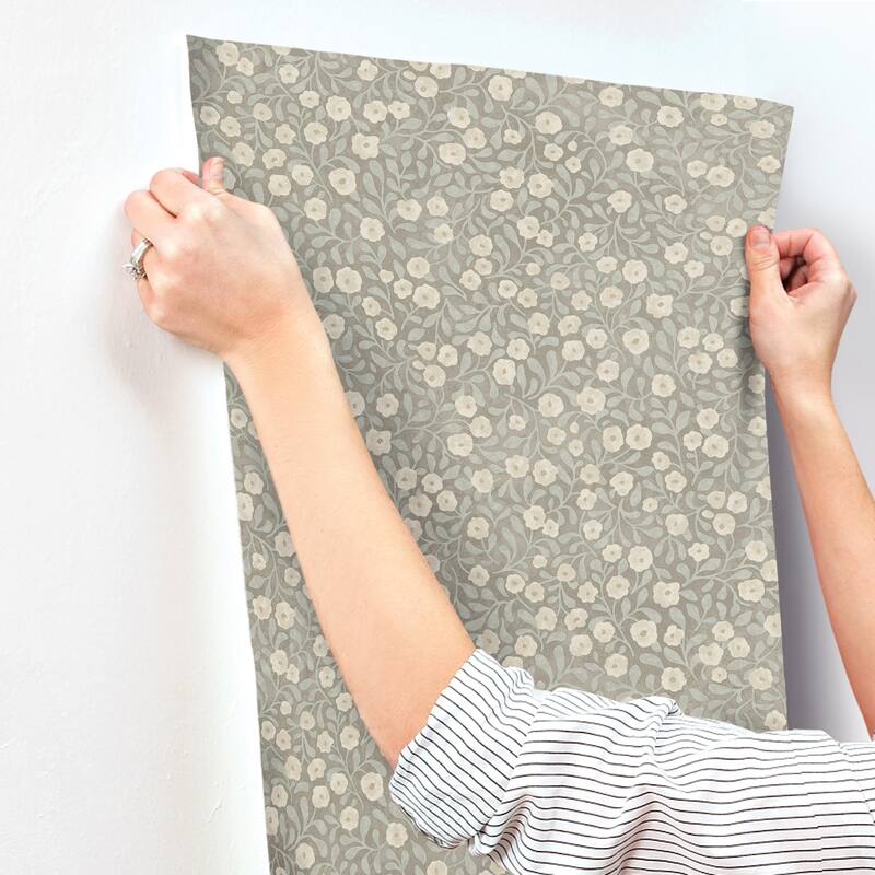Chesapeake Poppy Trail Aqua Floral Wallpaper