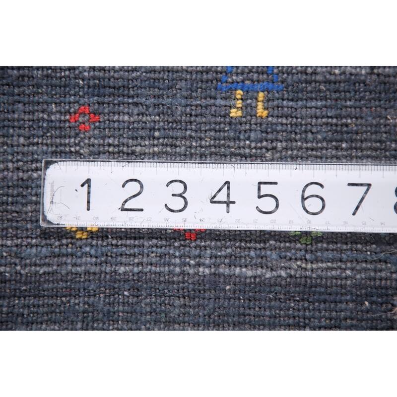 Grays & Blues Gabbeh Oriental Area Rug Handmade Silk Carpet - 7'11" x 9'9"