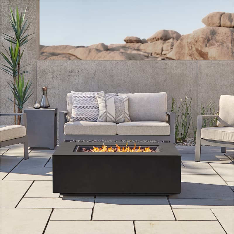 Aegean 42" Rectangle LP Fire Table - Black
