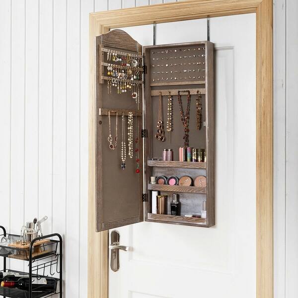 Shop Gymax Jewelry Cabinet Wall Door Mounted Rustic Jewelry