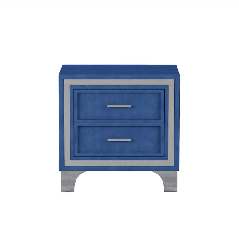 3-Pieces Bedroom Sets with Queen Size Upholstered Platform Bed and Two Nightstands