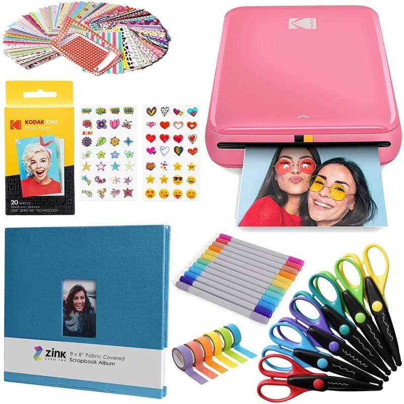 Kodak Step Mobile Instant Photo Printer 2x3" & Scrapbook Bundle for iOS & Android - Pink