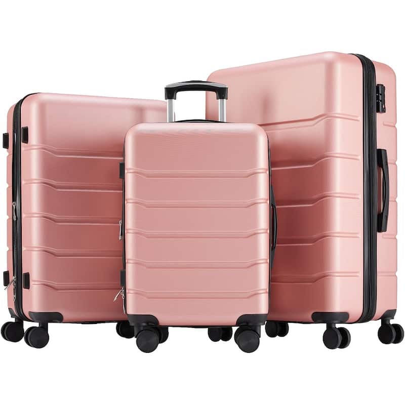 3-Piece Luggage Sets(20/24/28 Inch) , Hard Shell Suitcases with Spinner Wheels, Expandable Lightweight Rolling Suitcase Sets