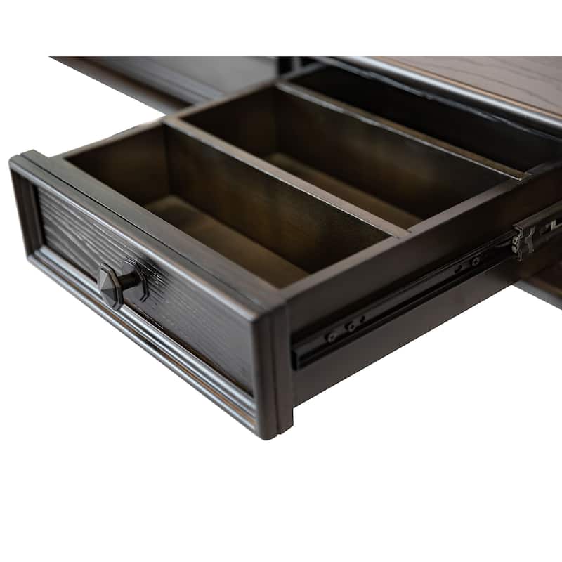 Traditional Electric Sit/Stand L-Desk and Return, Height Adjustable Table, Dark Brown