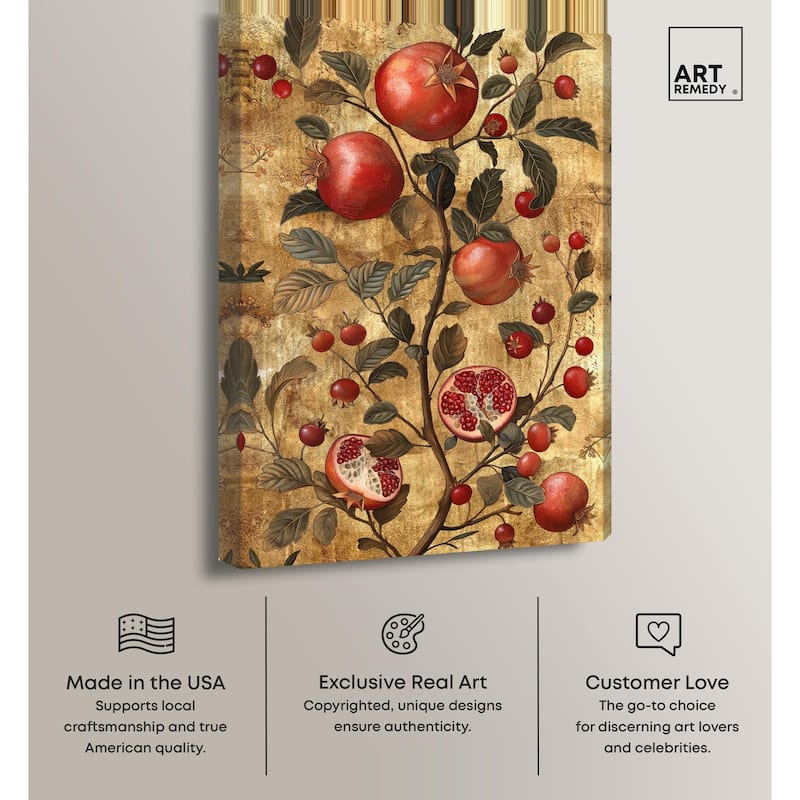Golden Pomegranate Canvas by Art Remedy, Gallery Wrapped