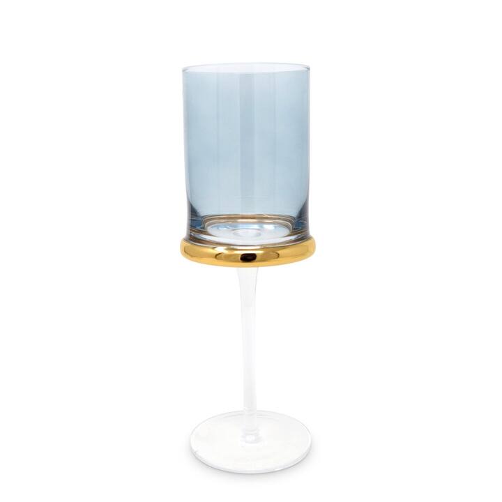 Glasses with Gold Ring, Set of 6 - Water - Blue