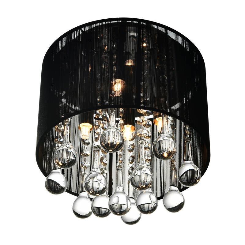Water Drop 4 Light Drum Shade Flush Mount With Chrome Finish