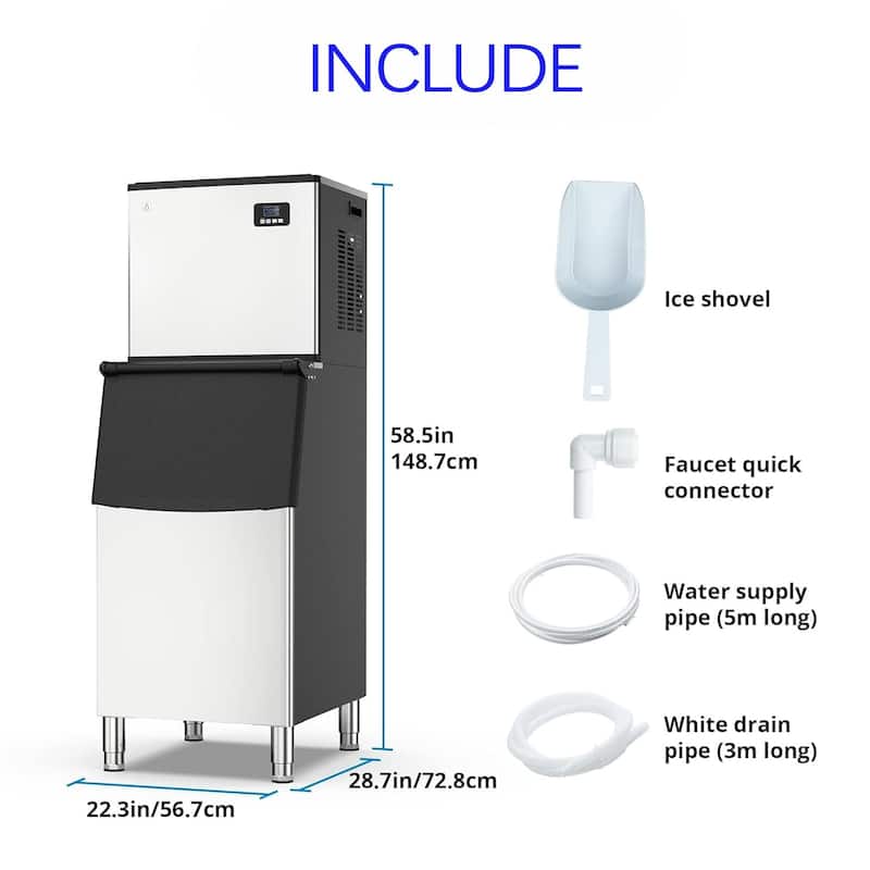 Commercial Ice Maker Machine 350LBS/24H with 220LBS Ice Capacity
