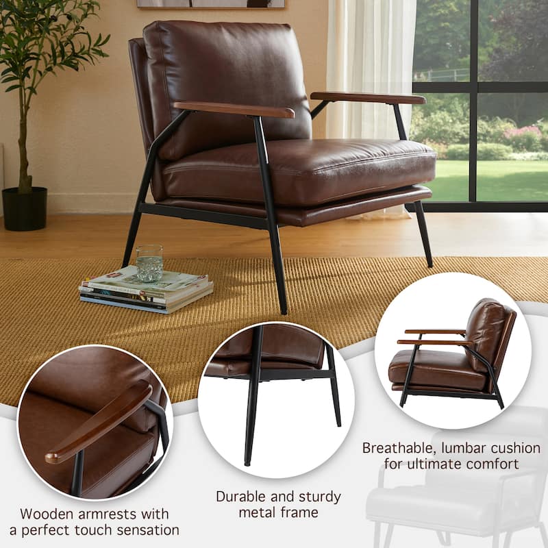 Glitzhome Set of 2 28"W Modern Soft PU Leather Accent Armchair - 28" W x 31" D x 30.75" H