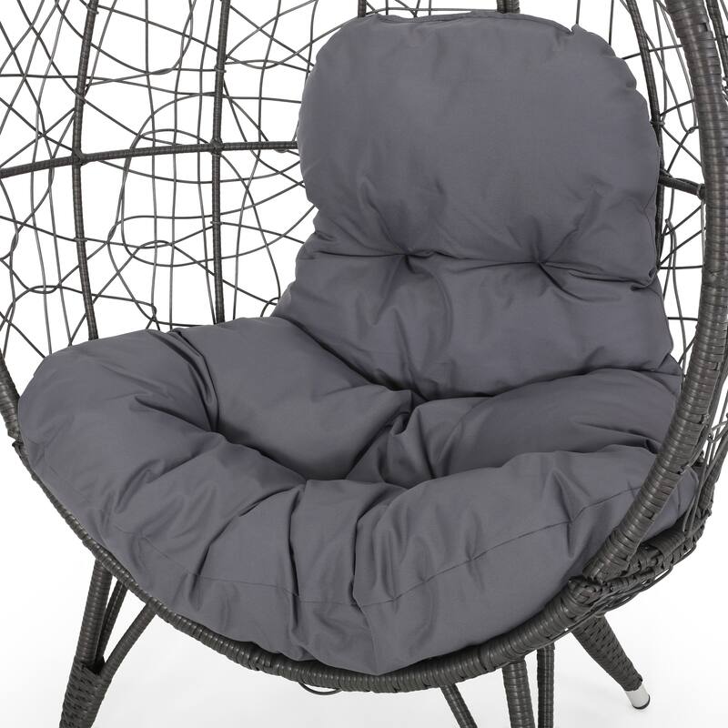 Gianni Wicker Teardrop Chair w/Outdoor Cushion by Christopher Knight Home