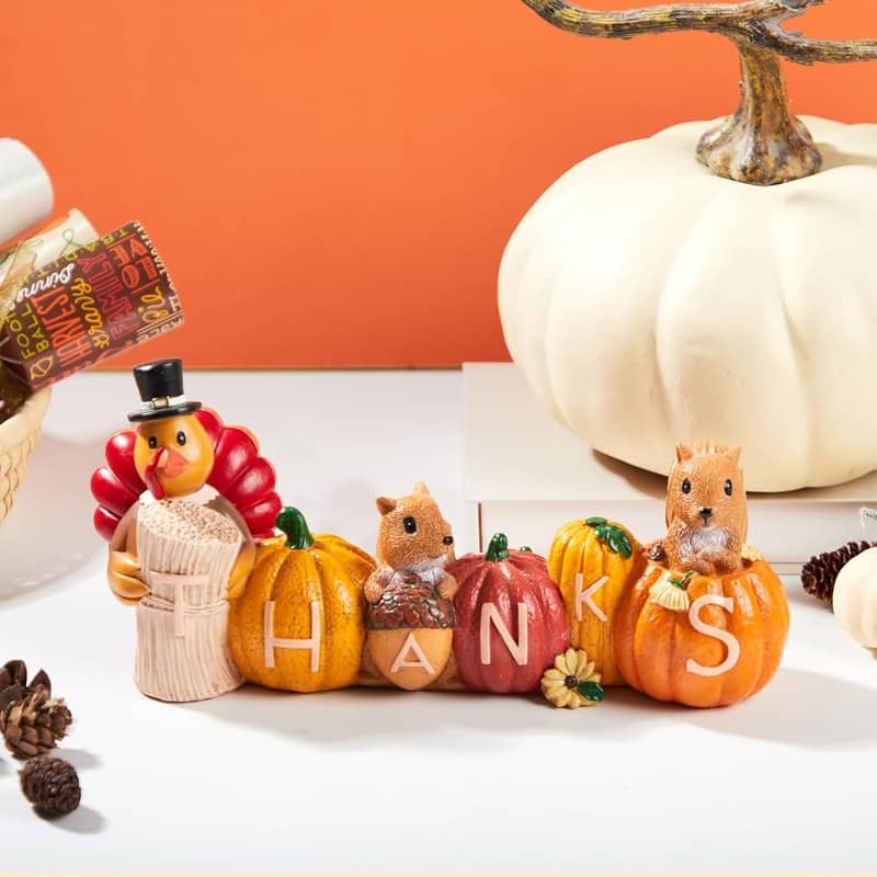 Joyfy Thanksgiving Pumpkin Turkey Figurine Tabletop