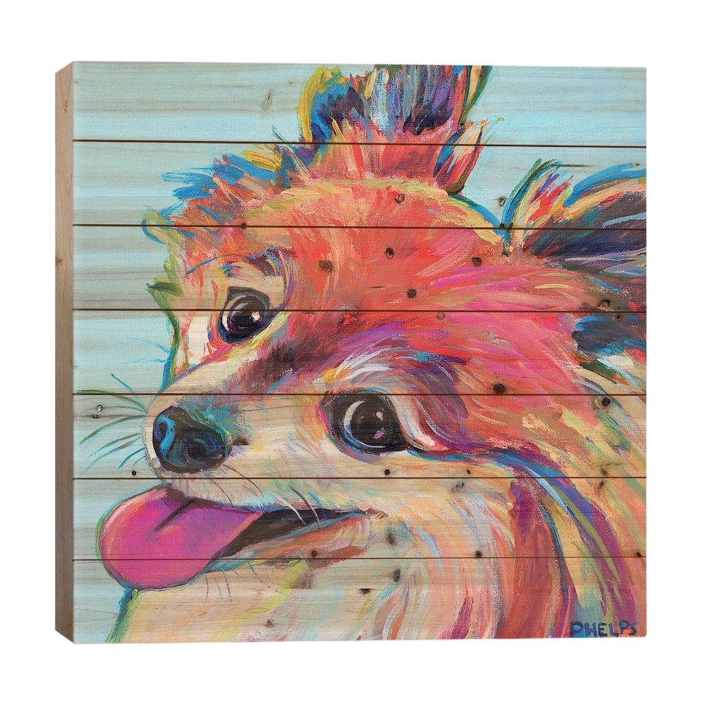 Pomeranian Print On Wood by Robert Phelps - Multi-Color