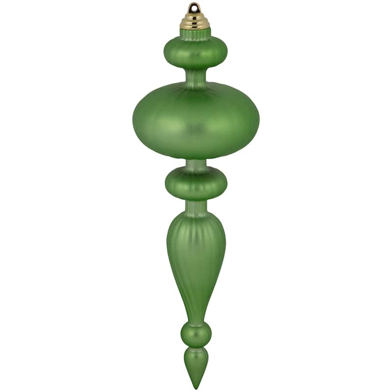 Commercial Size 2-Finish Christmas Finial Shatterproof Ornaments - Green -12" - 4ct
