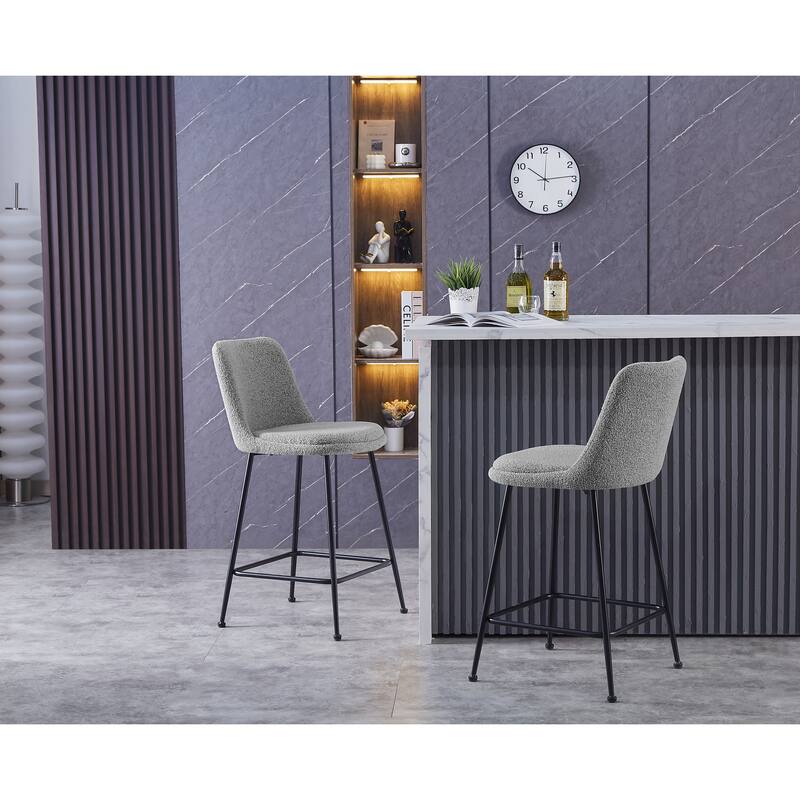 Porthos Home Teo Fabric Armless Counter Stools with Steel Legs, Set of 2