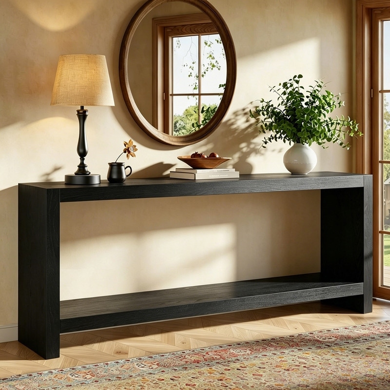Farmhouse 63-Inch Console Table, Vintage Sofa Table for Behind Couch, Entryway, Hallway