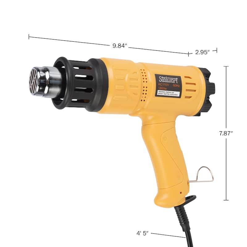 Heat Gun - Dual Temperature Heating Gun with 122-1112°F Range, Overload Protector, 4 Nozzles for Crafts by Stalwart