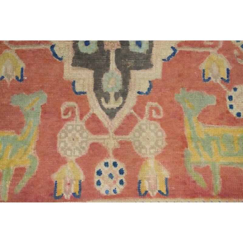 Hand Knotted Oriental 100% Wool Carpet Traditional Medallion Coral Tabriz Area Rug - 4' 9'' X 2' 10''