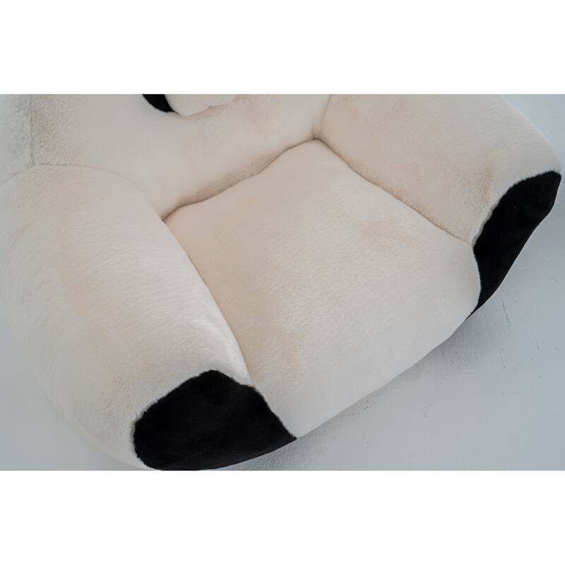 GDFStudio - Faux Fur 29.65" Panda-Shaped Plush Bean Bag Chair with High-Density Foam