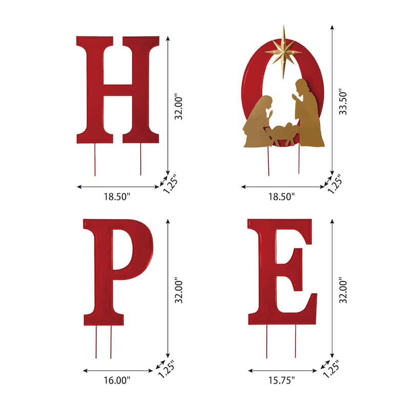 Glitzhome Christmas Metal JOY HOPE Sign Snowmen Yard Stake Wall Sign Standing Decor